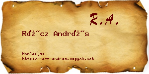 Rácz András névjegykártya